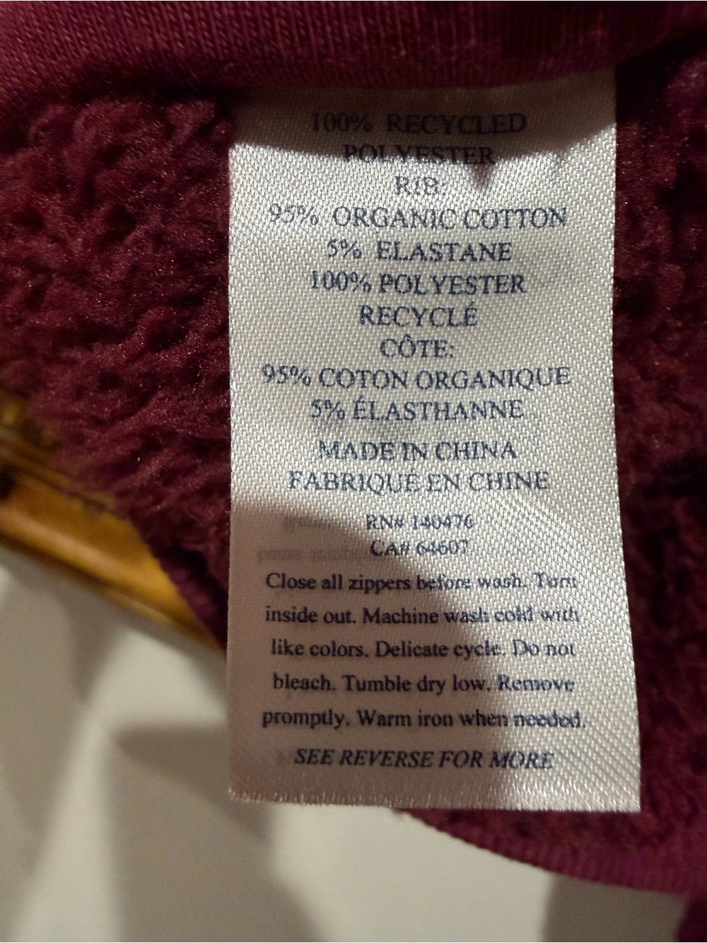 Faherty Colorblock Sherpa Jacket in Burgundy, Pink, Gold, Brown - Picture 5 of 5
